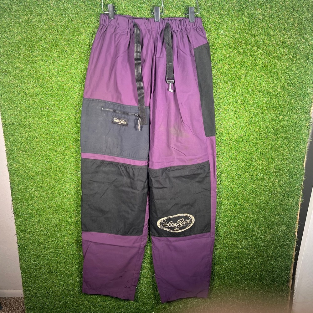 Vintage Wave Rave Snowboard Pants Purple Black Colorblock Mens Large USA Made